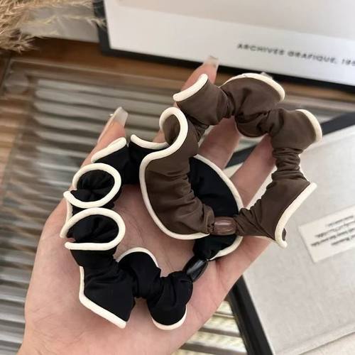 2025新款荷叶边发绳小肠发圈东大门同款丸子头绳ins皱褶皮筋弹力