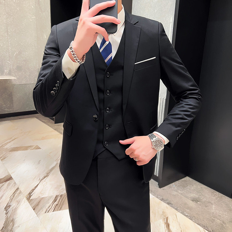 306P145 男士新郎西服三件套西装礼服修身图片