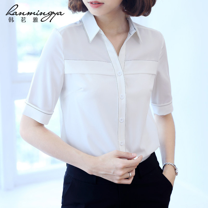 Ya Ming A summer Occupation shirt Short sleeved Chiffon Open wire fashion Western style Versatile temperament jacket coverallin the Women's clothing/Boutique , Shirt  category - from Buy2taobao.com to provide professional Taobao agent buy service