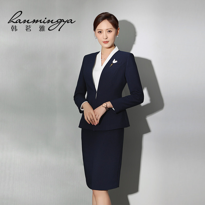 韩茗雅高端职业套装女西装套裙行政正装案场客服前台接待工作服春