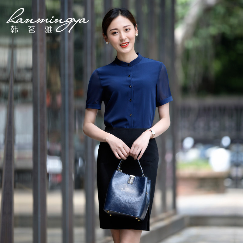 韩茗雅工作服女套装夏深蓝色短袖衬衫套裙职业装气质工装销售正装|ruв категории Женская одежда, костюм/студенты школьную форму/обмундирования, профессионального женский костюм - от Buy2taobao.com для оказания профессиональной услуги покупки агента Taobao