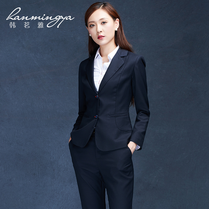 韩茗雅高端定制西装女士套装工作服春秋经理职业正装羊毛工装西服