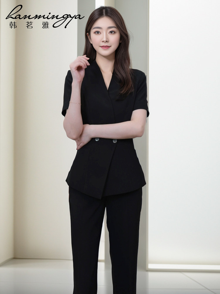 HAN MINGYA PROFESSIONAL SUIT WOMENS SUMMER 2024 NEW HIGH-END STEWARDESS UNIFORM JEWELRY STORE WEAR  S WORKWEAR