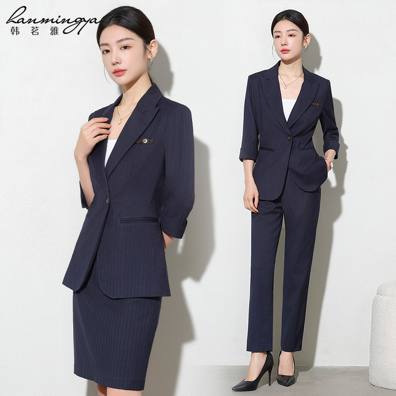 韩茗雅西装套装女2025夏季新款职业正装高级感气质通勤短袖工作服