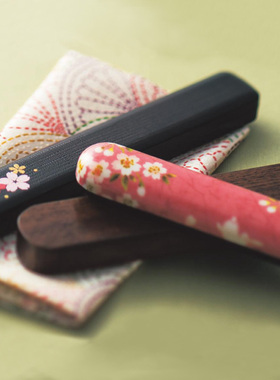 现货包邮日本进口HAKOYA布袋卡通筷子盒饭盒绑带配件天然木筷子