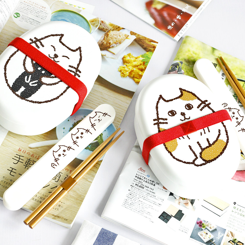 现货包邮日本进口HAKOYA萌猫饭盒猫咪单层水果便当盒可微波炉加热