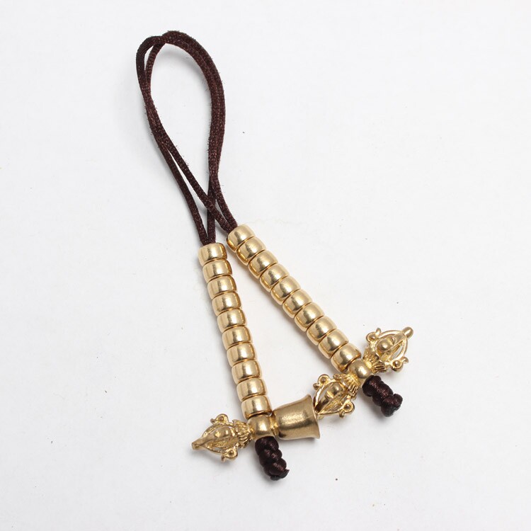 纯黄铜佛珠配饰  手串侧挂星月金刚菩提手串108颗文玩配件