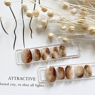 简约晕染短指甲 拿铁咖啡 可拆卸甲片贴穿戴甲 STUDIO美甲 MEI