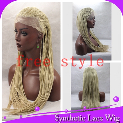 金色blonde box braided lace wig半手工蕾丝脏辫整顶高温丝假发