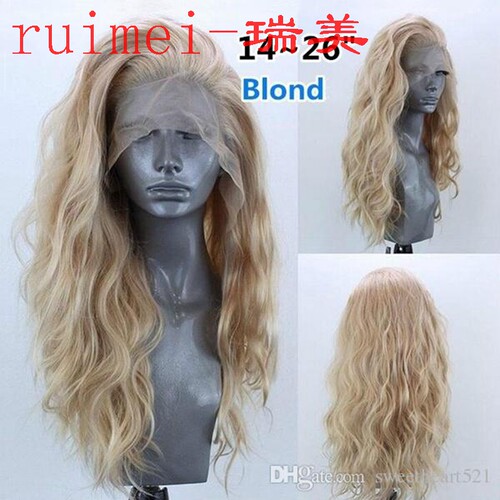 玉米烫前蕾丝整顶假发60cm高温丝可做卷染烫synthetic front wig
