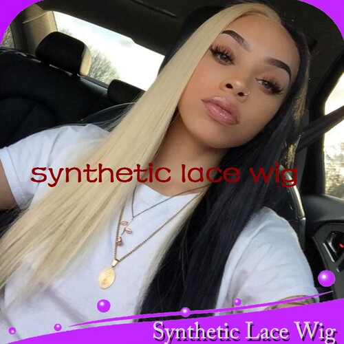 613金色渐变黑色自由分大背头套蕾丝整顶假发synthetic lace wig