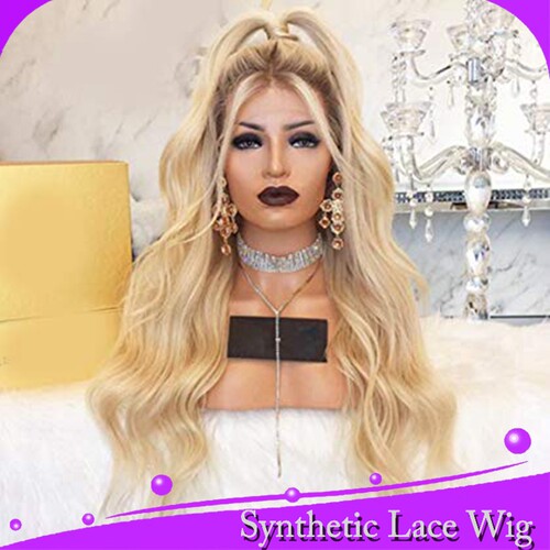 棕色渐变混金60厘米蕾丝整顶假发欧美金色假发头套lace front wig