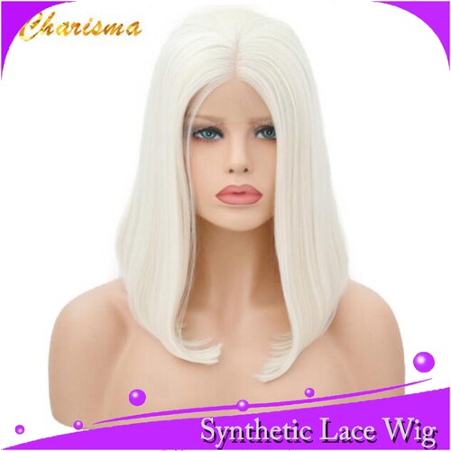 齐肩发短波波bob synthetic lace front wig化纤外贸金色头套假发