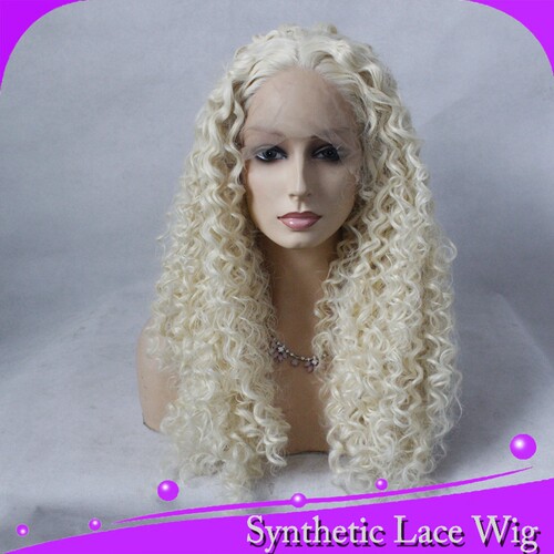 #613blonde synthetic front lace wig欧美高温丝假发外贸出口