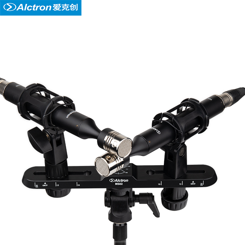 Alctron/爱克创 MS02立体声录音双话筒扁担支架麦克风带刻度支架