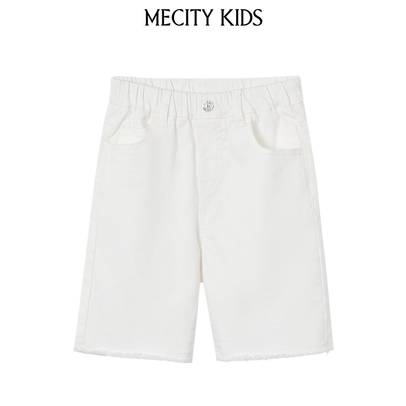 mecity kids童装夏男童纯色基础弹力牛仔短裤506294