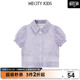 纯色简约尖领时尚 衬衫 舒适百搭 夏女童肌理感净色短袖 米喜迪童装