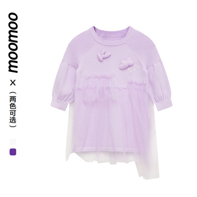 moomoo童装女童网纱毛织连衣裙俏皮可爱简洁大方20