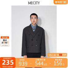 3件25折起 双层领拼落肩双排扣休闲Style西装 国货MECITY男士