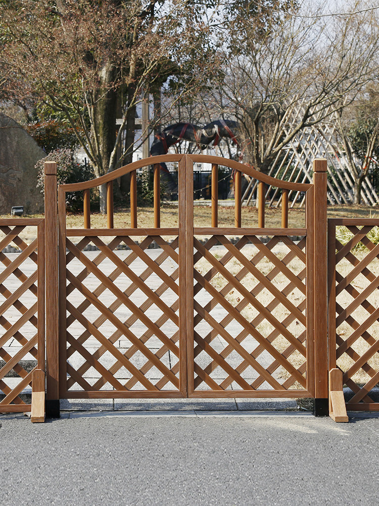 防腐塑木栅栏门白色园艺双开篱笆门菜园地院子围栏花园门户外护栏