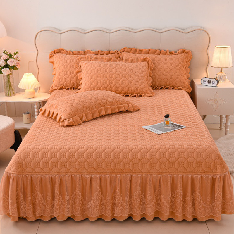 公主风牛奶珊瑚绒床裙单件冬季夹棉床罩加厚床盖带裙边床围群遮丑,床上用品,床裙,淘宝优惠券,粉丝福利购,淘宝优惠卷