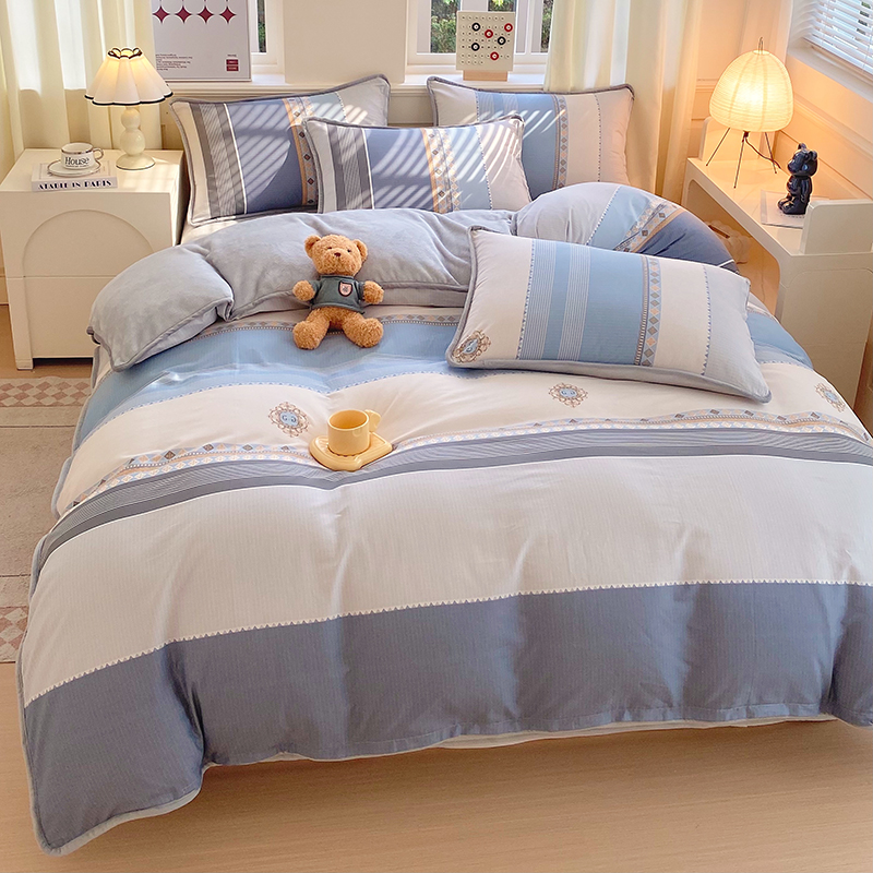 全棉加绒被套单件秋冬
