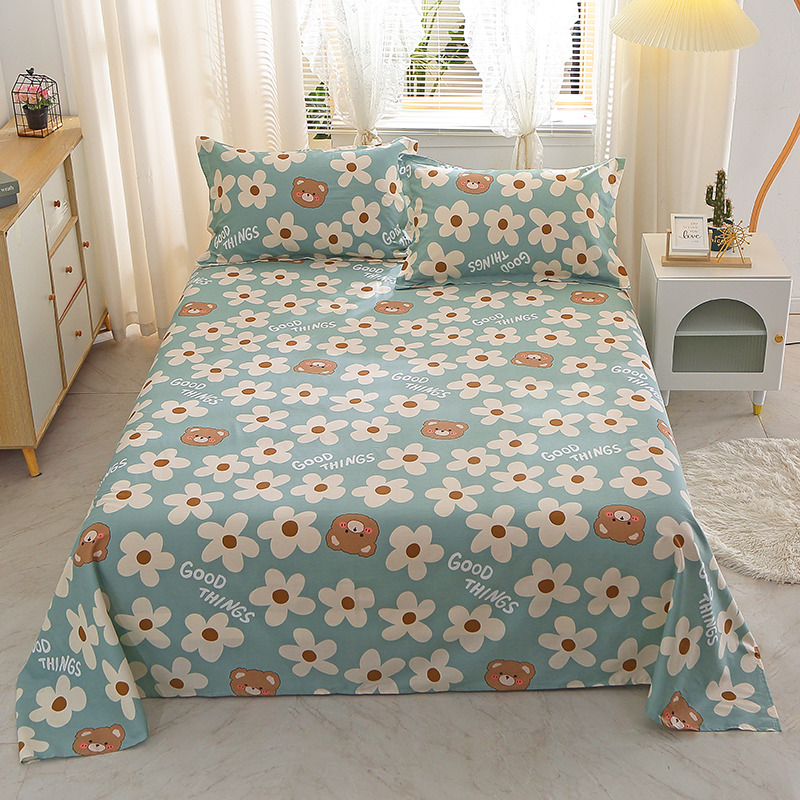 夏季床单单件纯棉100单人学生床全棉布被单小碎花双人枕套三件套