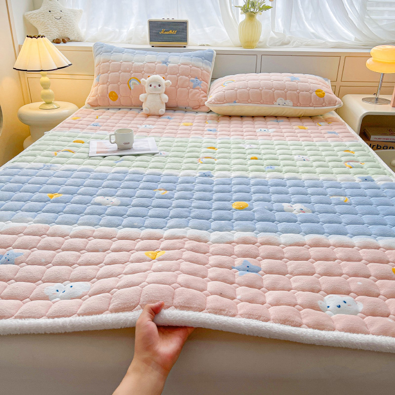 加厚牛奶绒床垫家用软垫子