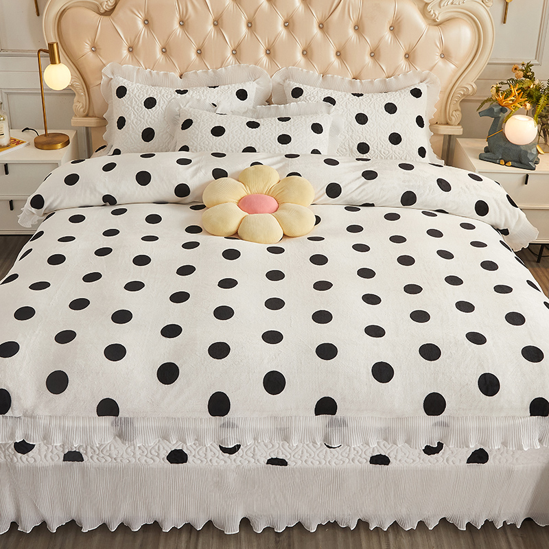 黑白波点牛奶绒被套冬天保暖韩式