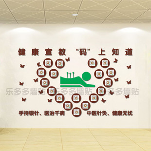中医门诊卫生室医院科室针灸科健康宣教文化墙二维码装饰文化标语