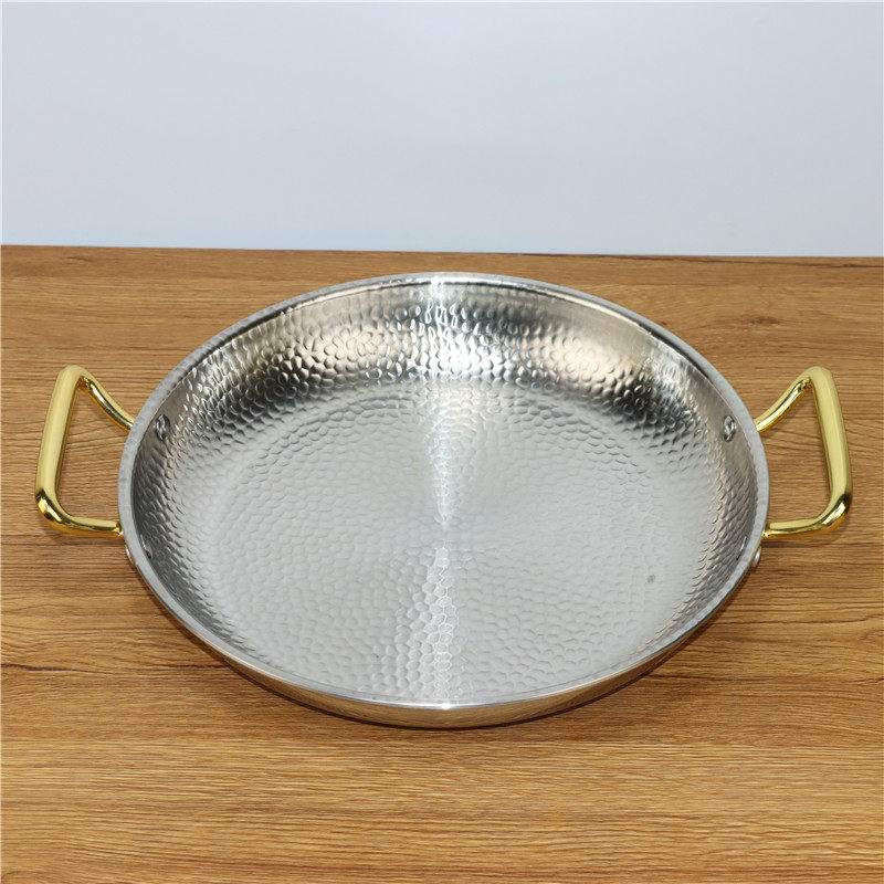 三层钢锤西班牙海鲜饭锅双耳不锈钢海鲜盘烩饭锅韩式炸鸡盘煎锅,厨房/烹饪用具,煎锅/平底锅,淘宝优惠券,粉丝福利购,淘宝优惠卷