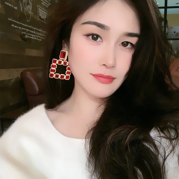 欧美跨境电镀18K金方形御姐风耳环时尚夸张几何形重工个性耳饰品