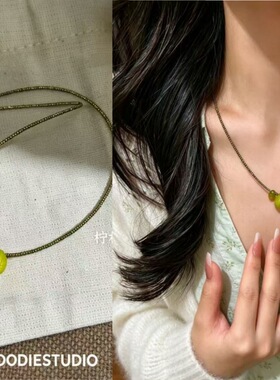原创进口捷克珠一颗柠檬颈链复古森系度假风小清新可爱百搭项链