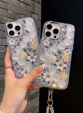 小香风适用VIVO Y200i手机壳奢华镶钻X100 X200新款S20 19 S18立体水钻花朵X80 X70全包Y37PRO防摔潮外壳