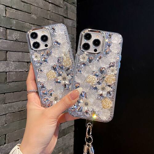小香风适用VIVO Y500i手机壳奢华镶钻X300 X200新款S20 S50 Y17S立体水钻花朵Y05全包V60 V70FE防摔潮外壳
