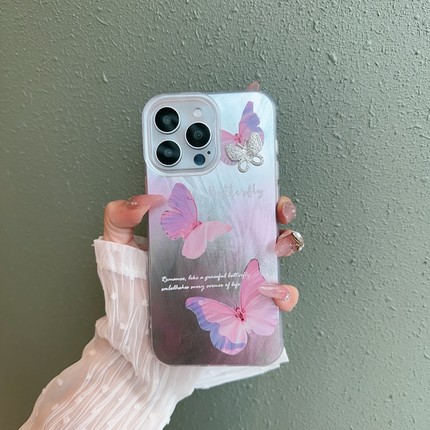 适用OPPO Reno11/12手机壳A57 A58立体水钻蝴蝶A2PRO小众个性ins Finfx7大孔IMD羽纱硬壳