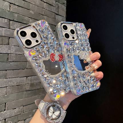 小众ins高级感适用红米Note14/13手机壳夏季补妆镜K80 K70日韩少女小米15PRO满钻POCO F7PRO网红创意保护套