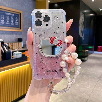 适用vivo Y300 Y200 Y100闪粉手机壳X200 X100可爱KT镜子S30 Mini S60 Pro补妆镜Y28 Y29精孔V60 Lite保护套