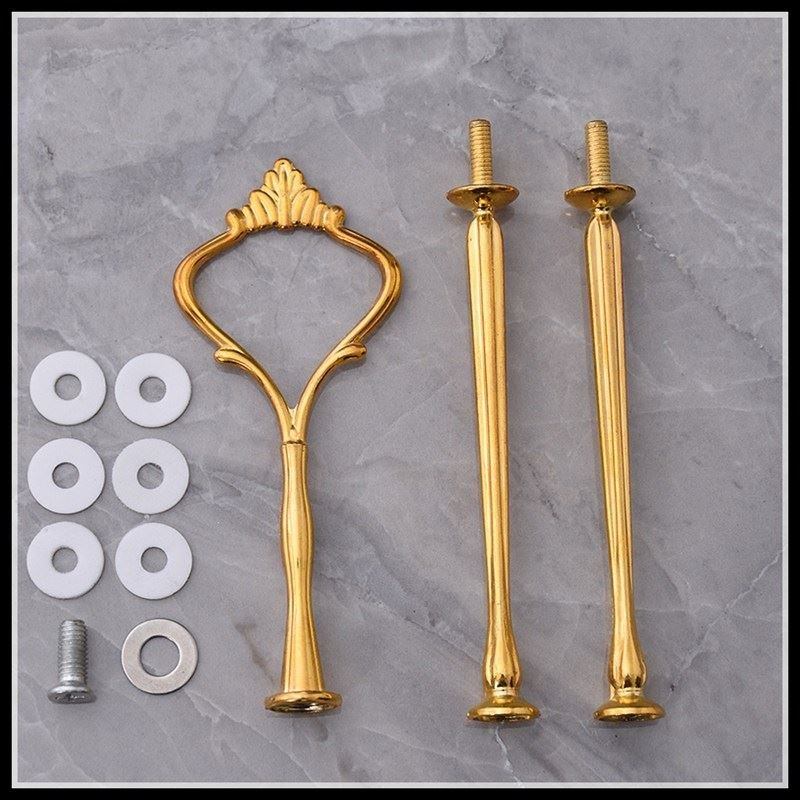 三层水果蛋糕干果盘配件摆件电镀金属杆子双层点心串盘合金支架