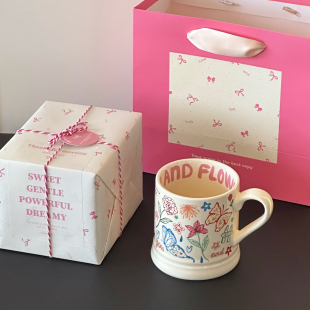 新年礼物可爱手绘彩色插画风蝴蝶陶瓷马克杯伴手咖啡杯水杯礼盒