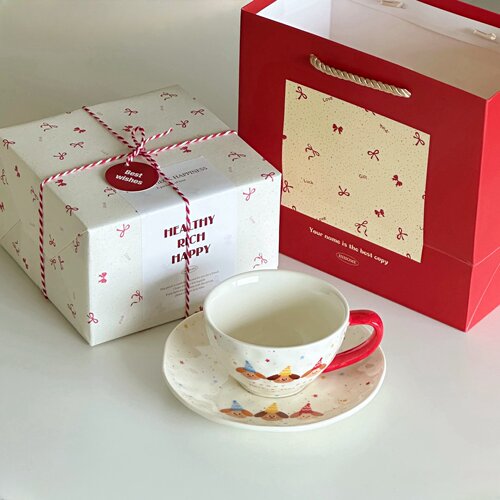 超可爱彩色喷点小狗插画咖啡杯