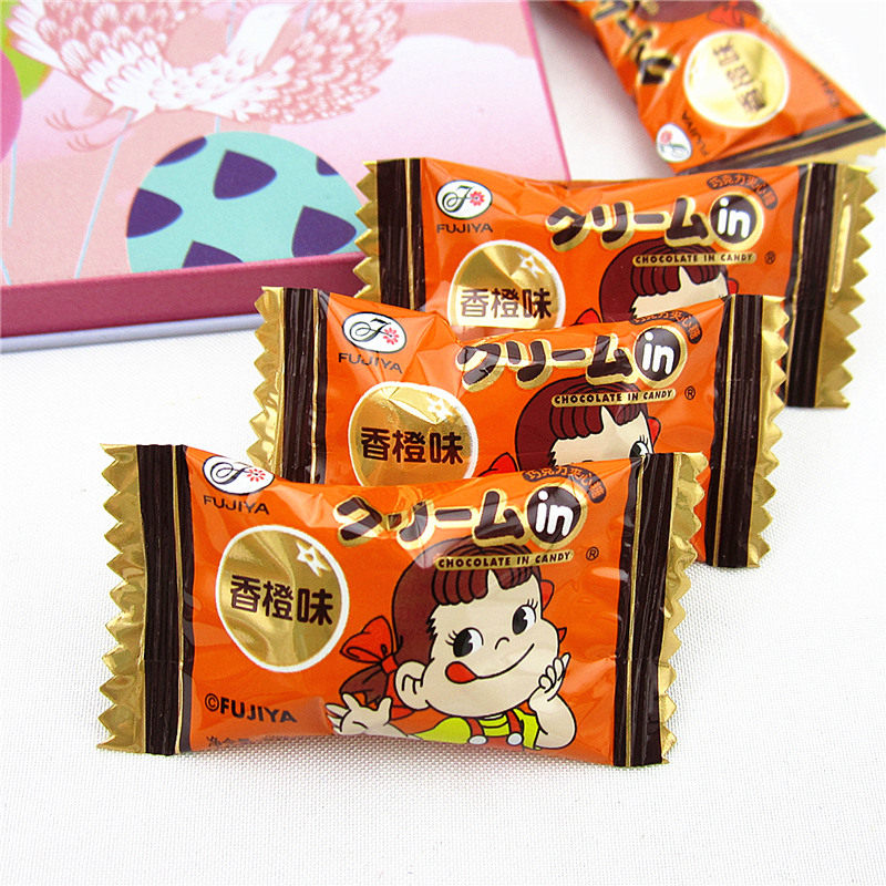 不二家香橙味巧克力夹心糖果散装500克婚庆喜糖日本休闲营养零食