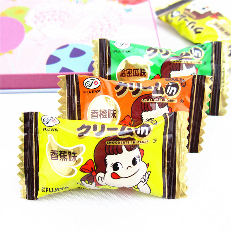 不二家糖果散称巧克力夹心硬质日本糖香蕉香橙味哈密瓜味休闲零食