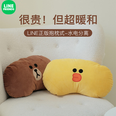 素乐LINE FRIENDS布朗熊热水袋充电式女生用暖手宝热敷肚子暖宫卡通毛绒抱枕暖宝宝电热宝暖水袋logo定制礼品