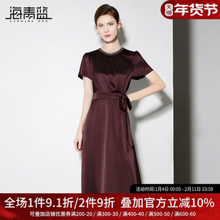 海青蓝 女装2025新款夏高级感小个子海边度假时尚气质减龄连衣裙