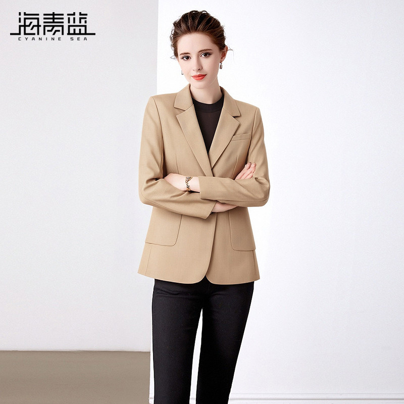 海青蓝 女士西装外套2026年新款高级时尚气质好看时髦短外套上衣,女装/女士精品,短外套,淘宝优惠券,粉丝福利购,淘宝优惠卷