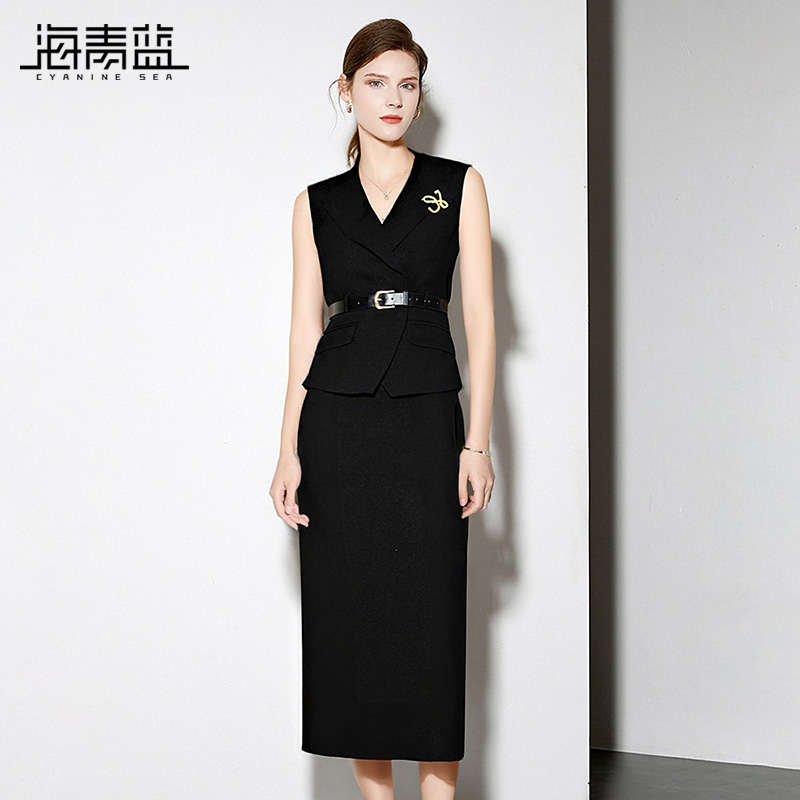 海青蓝两件套秋季套装