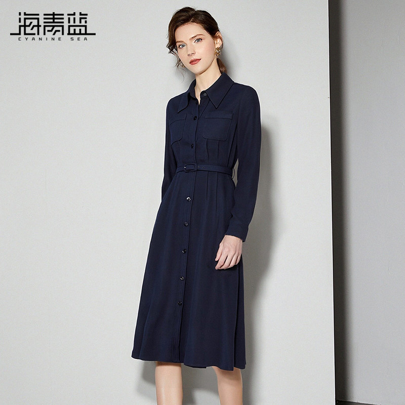 海青蓝裙子女装连衣裙图片
