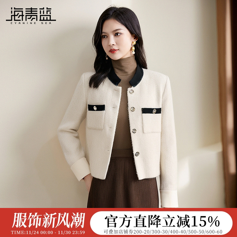 名媛小香风海青蓝短外套