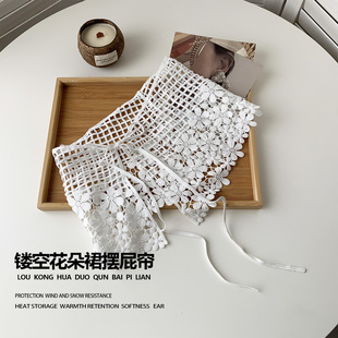 蕾丝花朵叠穿绑带搭配牛仔裤子屁帘女2025新款薄款透气装饰披肩潮
